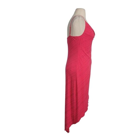 Vtg 90s Y2K City Triangles Glittery High Low Hem Slip Dress Sz S Pink Cowl Neck - Picture 4 of 9